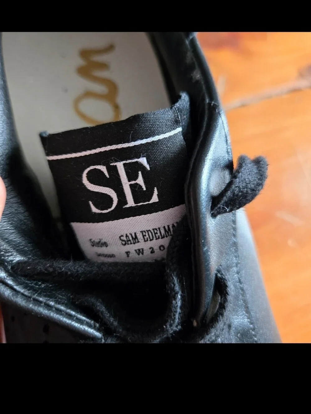 SAM EDELMAN Aubrie fashion sneakers soft black nappa leather Sz 7.5 shoes flats